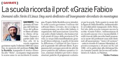 Articolo sulla Provincia del 24 Ottobre
